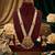 Gold plated south indian temple jewelry set - pearl mala long haram necklace with jhumka earrings for wedding