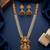 Gold plated south indian temple jewelry set - long pearl haram necklace with jhumka earrings for wedding
