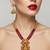 Gold plated south indian temple jewelry set - long pearl haram necklace with jhumka earrings for wedding