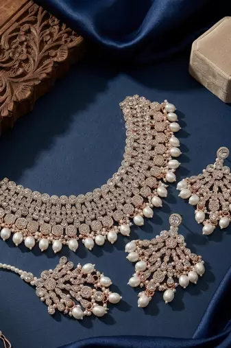 Kundan choker necklace set with earrings & maang tikka | indian bridal wedding & bollywood festival jewelry