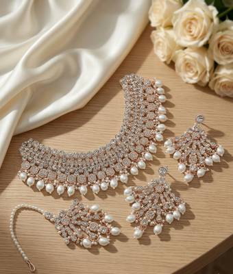 Kundan choker necklace set with earrings & maang tikka | indian bridal wedding & bollywood festival jewelry 2
