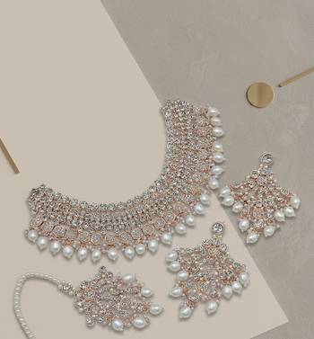 Kundan choker necklace set with earrings & maang tikka | indian bridal wedding & bollywood festival jewelry 3