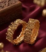 Antique gold plated temple jewelry bangles set | traditional indian bridal wedding bangles for women