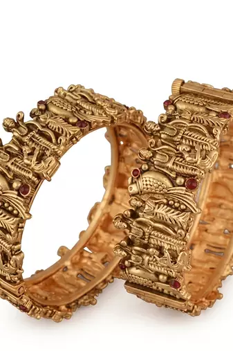 Antique gold plated temple jewelry bangles set | traditional indian bridal wedding bangles for women