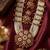 Gold plated long kundan haram pearl necklace set with round pendant & earrings for indian bridal wedding jewelry
