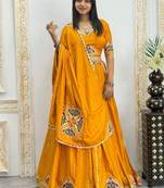 New Designer Patch Work Yellow Color Lehenga Choli Set For Women's 