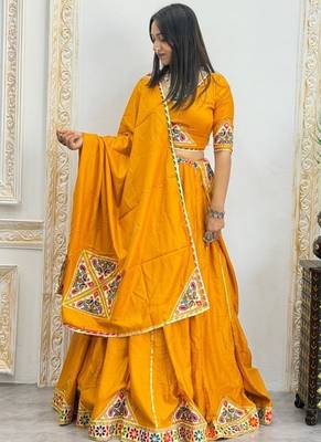 New Designer Patch Work Yellow Color Lehenga Choli Set For Women's  3