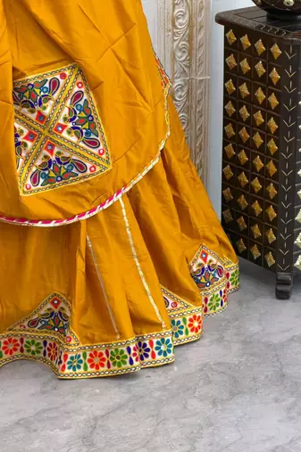 New Designer Patch Work Yellow Color Lehenga Choli Set For Women's 