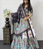 New Designer Printed With Real Mirror Work Women's Lehenga Choli Set 