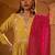 Mustard silk sequence embroidered v neck kurta set with red jacquard dupatta
