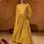 Mustard silk sequence embroidered v neck kurta set with red jacquard dupatta