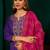 Violet silk sequence embroidered v neck kurta set with pink jacquard dupatta