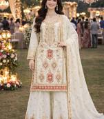 White chinon sharara salwar suit- Full stitched free size