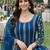 Blue chinon sharara salwar suit- Full stitched free size