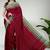 Rich dark red & jade green chettinad cotton saree with running blouse