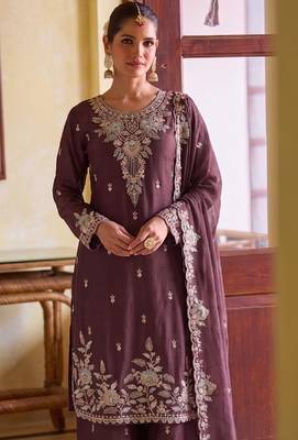 Purple chiffon sharara salwar suit - Full stitched free size 2