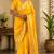 Yellow soft silk floral jacquard zari woven kanjivaram saree