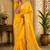 Yellow soft silk floral jacquard zari woven kanjivaram saree