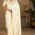 Off white soft silk stripes jacquard zari woven leheriya saree
