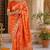 Orange soft silk geomatric jacquard zari woven banarasi saree