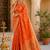 Orange soft silk geomatric jacquard zari woven banarasi saree