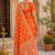 Orange soft silk geomatric jacquard zari woven banarasi saree