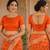 Orange soft silk geomatric jacquard zari woven banarasi saree