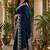 Navy blue soft silk small ethnic butti jacquard zari woven banarasi saree