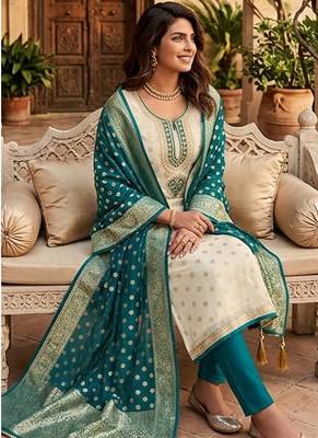 Cream embroidered salwar suit 2