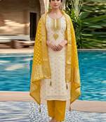 Cream embroidered salwar suit