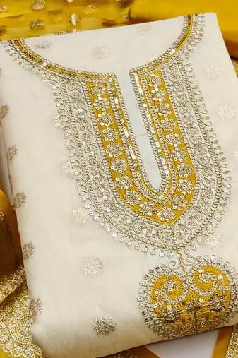 Cream embroidered salwar suit