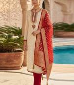 Cream embroidered salwar suit