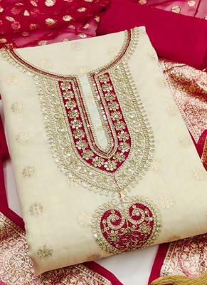 Cream embroidered salwar suit 3