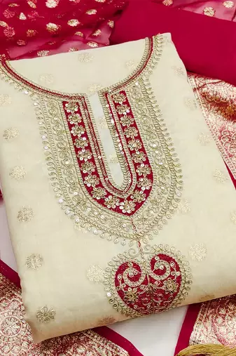 Cream embroidered salwar suit