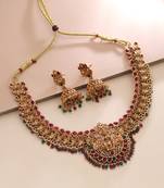 Rani & green color temple necklace set royal style