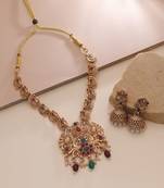 Maroon & green color temple necklace set temple art design