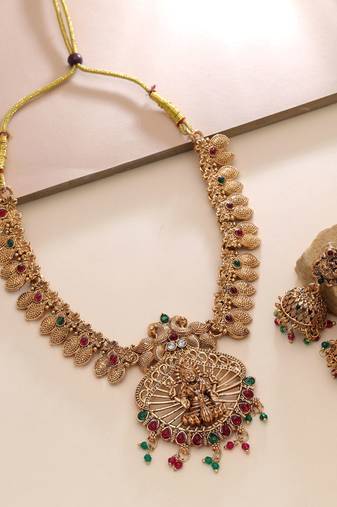 Rani & green color temple necklace set temple craft