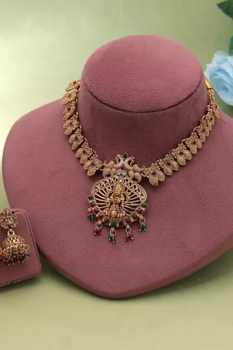 Rani & green color temple necklace set temple craft