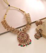 Rani & green color temple necklace set wedding design