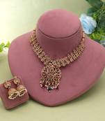 Maroon & green color temple necklace set ethnic pattern