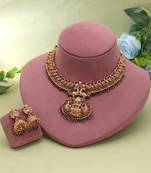 Rani & green color temple necklace set bridal style