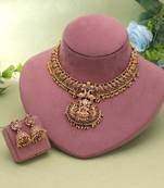 Maroon & green color temple necklace set south indian design