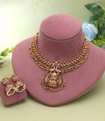 Maroon & green color temple necklace set designer finish