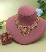 Gold color temple necklace set royal traditional design