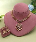 Rani & green color temple necklace set festive style