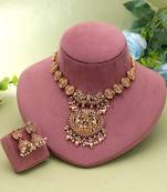 Rani & green color temple necklace set royal design