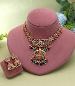 Maroon & green color temple necklace set royal design