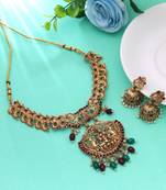 Maroon & green color temple necklace set traditional craft