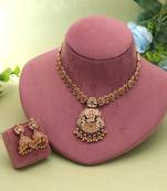 Maroon & green color temple necklace set antique design