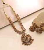 Maroon & green color temple necklace set ethnic style